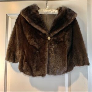 SOLD Vintage Brown Mink Stole/Cape/Bolero